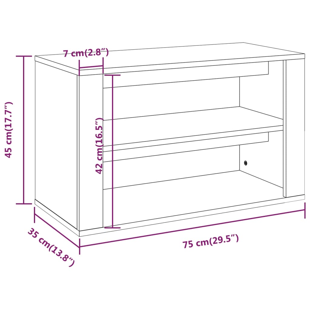 Shoe Rack White 29.5x13.8x17.7" Engineered Wood