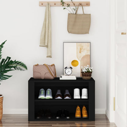 Shoe Rack Black 29.5x13.8x17.7" Engineered Wood