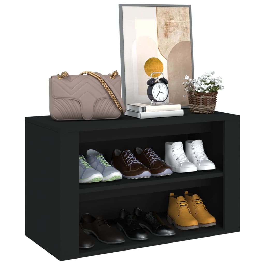 Shoe Rack Black 29.5x13.8x17.7" Engineered Wood