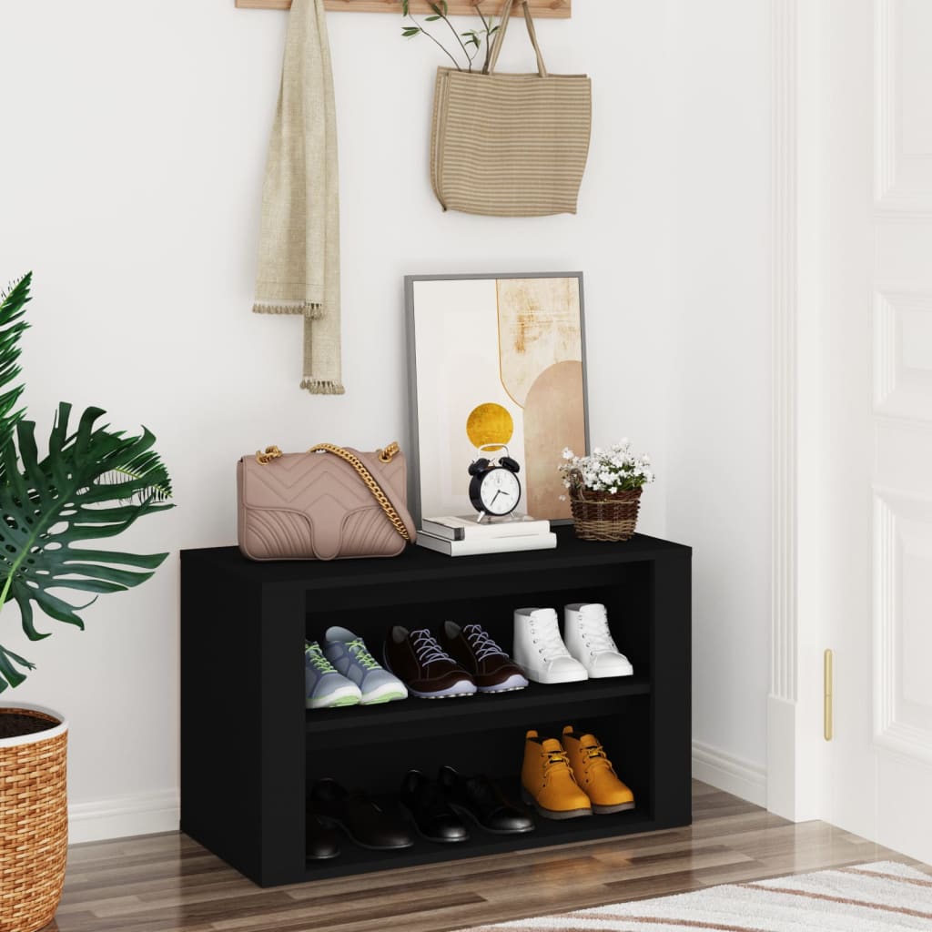 Shoe Rack Black 29.5x13.8x17.7" Engineered Wood