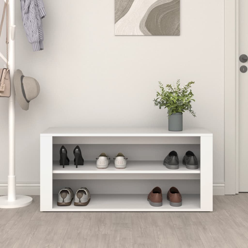 Shoe Rack White 39.4x13.8x17.7" Engineered Wood