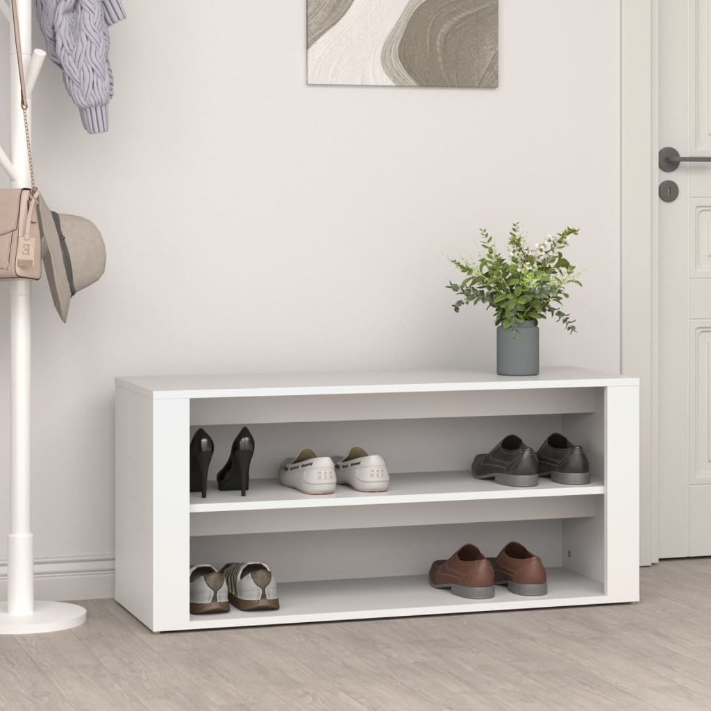 Shoe Rack White 39.4x13.8x17.7" Engineered Wood