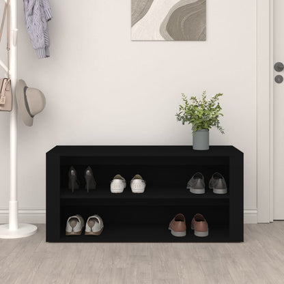 Shoe Rack Black 39.4x13.8x17.7" Engineered Wood