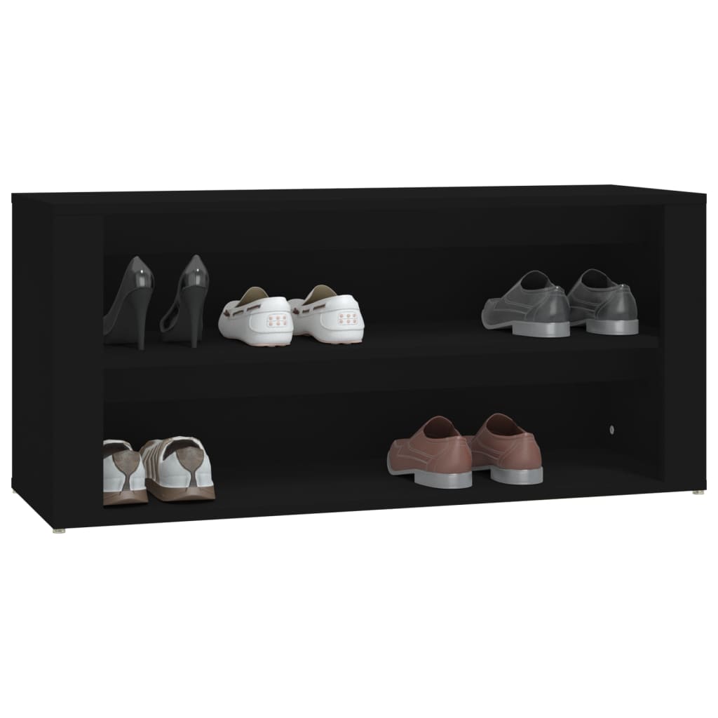 Shoe Rack Black 39.4x13.8x17.7" Engineered Wood