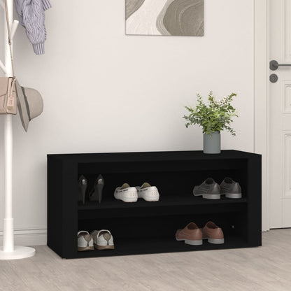 Shoe Rack Black 39.4x13.8x17.7" Engineered Wood