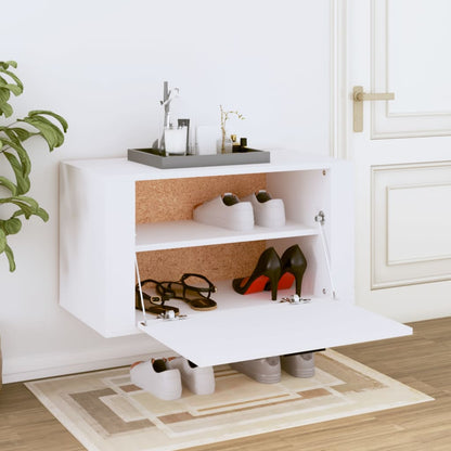 Wall-mounted Shoe Cabinet White 27.6"x13.8"x15" Engineered Wood