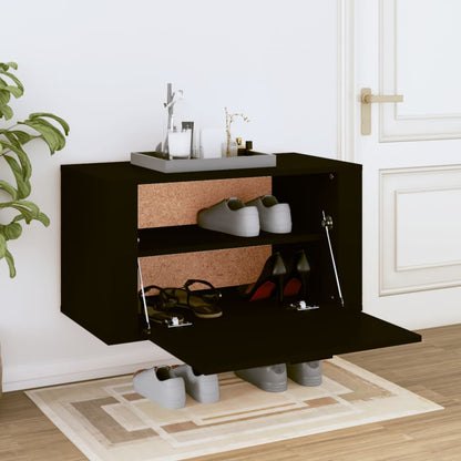 Wall-mounted Shoe Cabinet Black  27.6x13.8x15.0" Engineered Wood