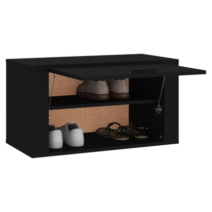 Wall-mounted Shoe Cabinet Black  27.6x13.8x15.0" Engineered Wood