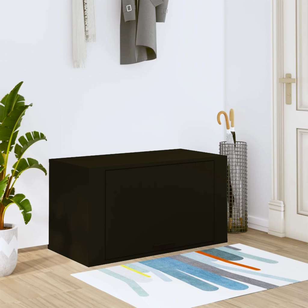 Wall-mounted Shoe Cabinet Black  27.6x13.8x15.0" Engineered Wood