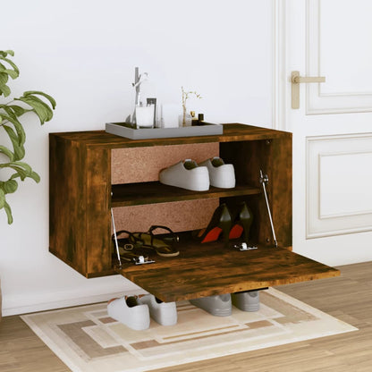 Wall-mounted Shoe Cabinet Smoked oak Engineered wood