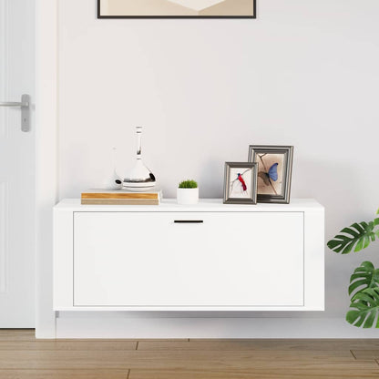 Wall Shoe Cabinet White 39.4x13.8x15.0" Engineered Wood