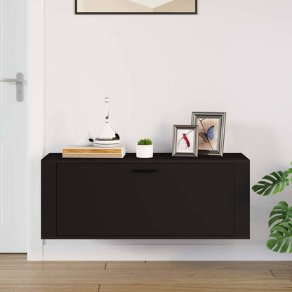Wall Shoe Cabinet Black 39.4x13.8x15.0" Engineered Wood