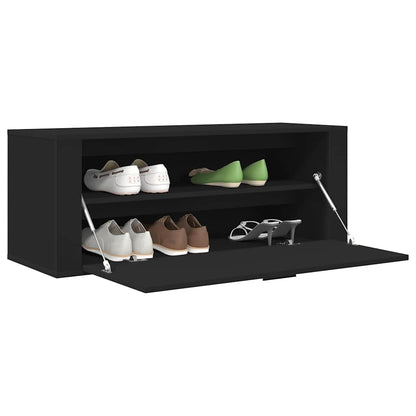Wall Shoe Cabinet Black 39.4x13.8x15.0" Engineered Wood