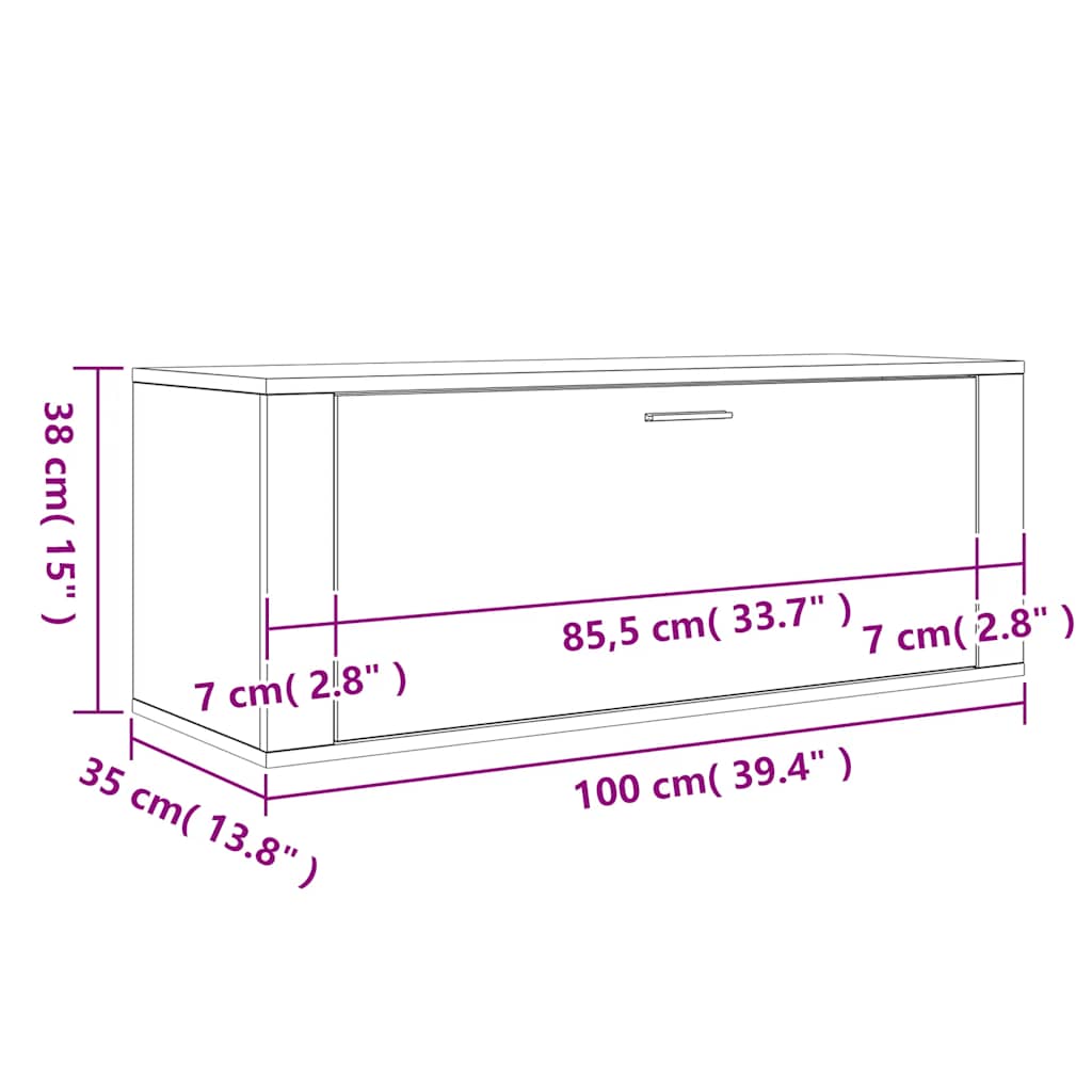 Wall Shoe Cabinet Black 39.4x13.8x15.0" Engineered Wood