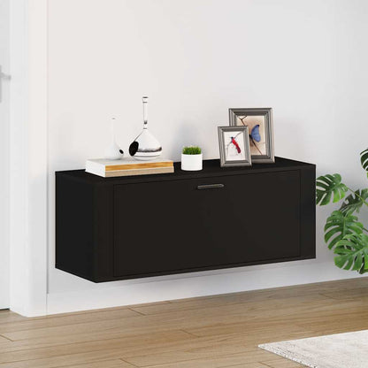 Wall Shoe Cabinet Black 39.4x13.8x15.0" Engineered Wood