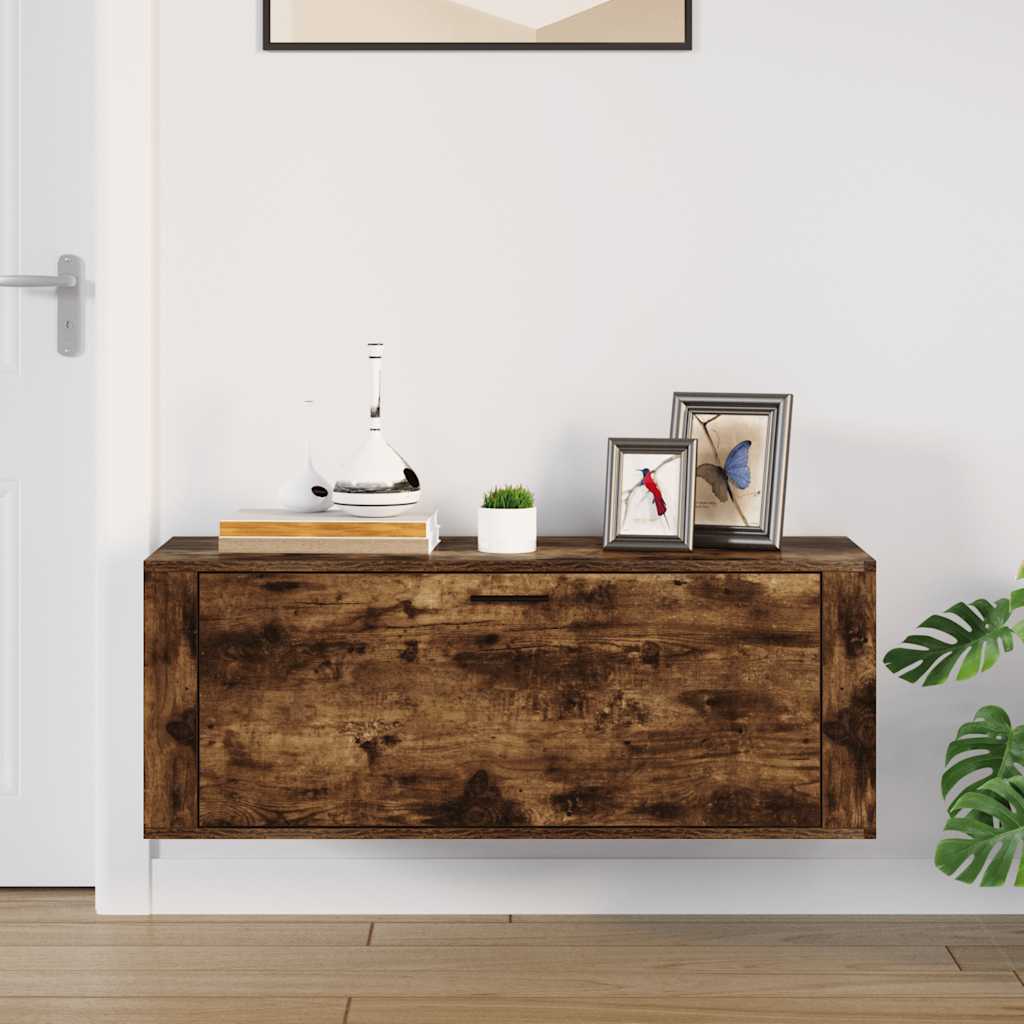 Wall Shoe Cabinet Smoked Oak 39.4x13.8x15.0" Engineered Wood