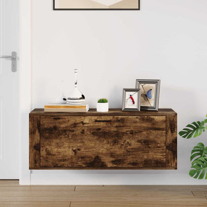 Wall Shoe Cabinet Smoked Oak 39.4x13.8x15.0" Engineered Wood