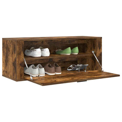 Wall Shoe Cabinet Smoked Oak 39.4x13.8x15.0" Engineered Wood