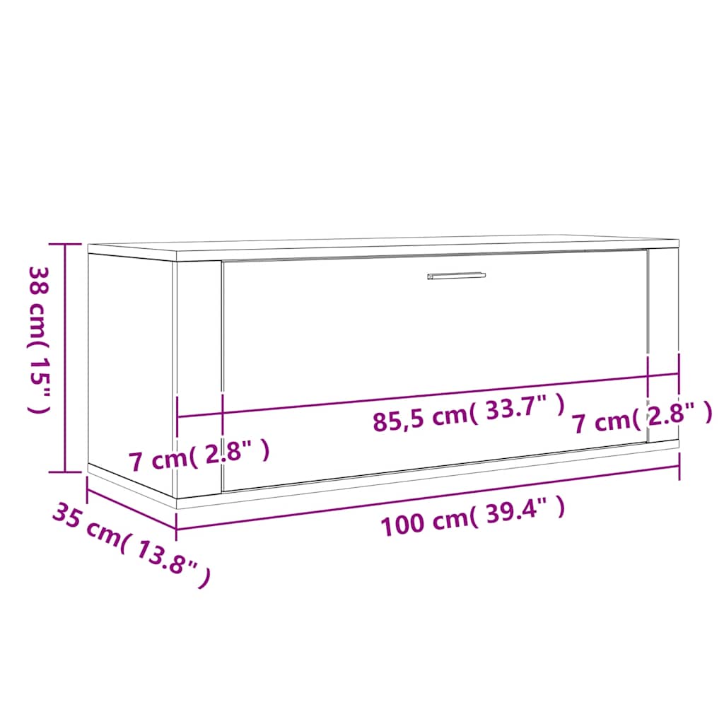 Wall Shoe Cabinet Smoked Oak 39.4x13.8x15.0" Engineered Wood