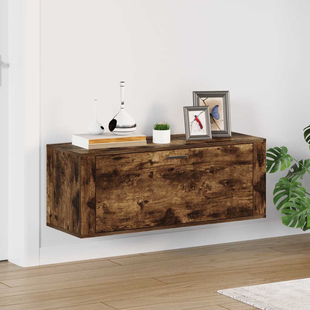 Wall Shoe Cabinet Smoked Oak 39.4x13.8x15.0" Engineered Wood