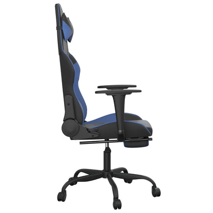 Gaming Chair with Footrest Black and Blue Faux Leather