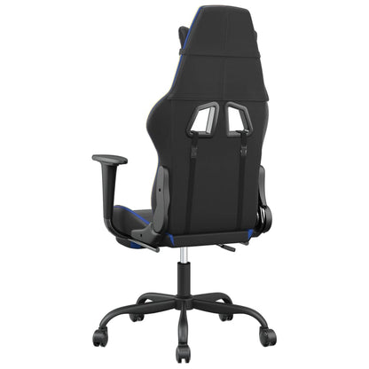 Gaming Chair with Footrest Black and Blue Faux Leather
