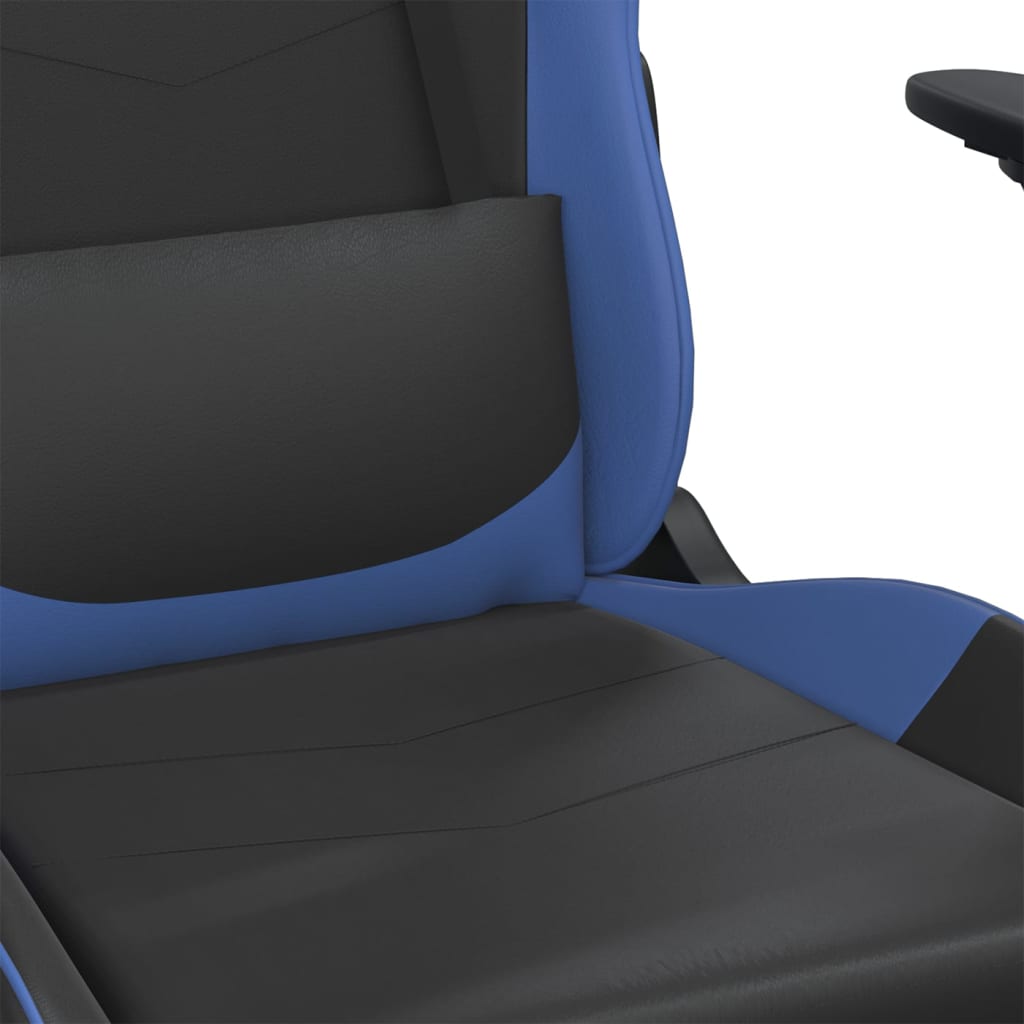 Gaming Chair with Footrest Black and Blue Faux Leather