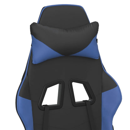 Gaming Chair with Footrest Black and Blue Faux Leather