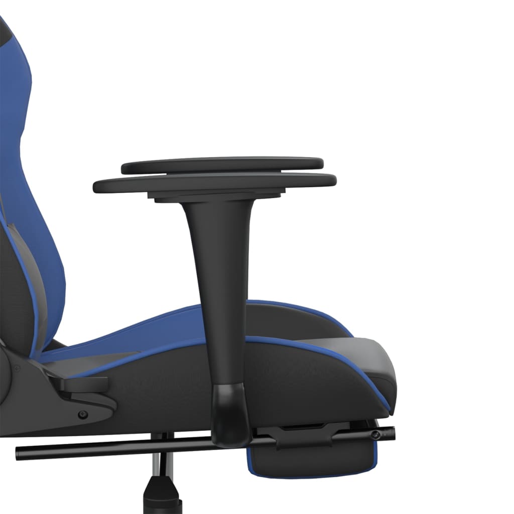 Gaming Chair with Footrest Black and Blue Faux Leather