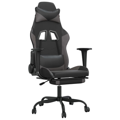 Gaming Chair Black and Grey Faux leather Adjustable