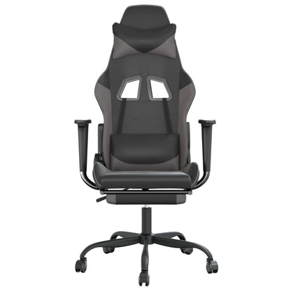 Gaming Chair Black and Grey Faux leather Adjustable