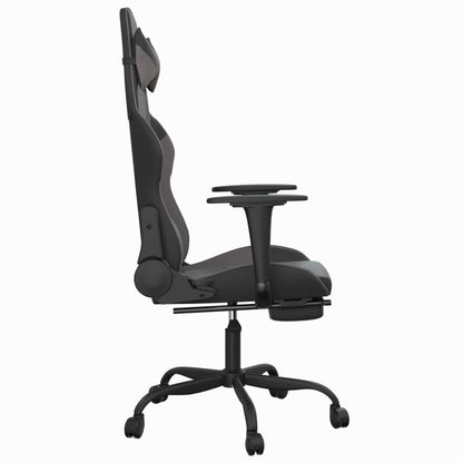Gaming Chair Black and Grey Faux leather Adjustable