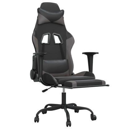 Gaming Chair Black and Grey Faux leather Adjustable
