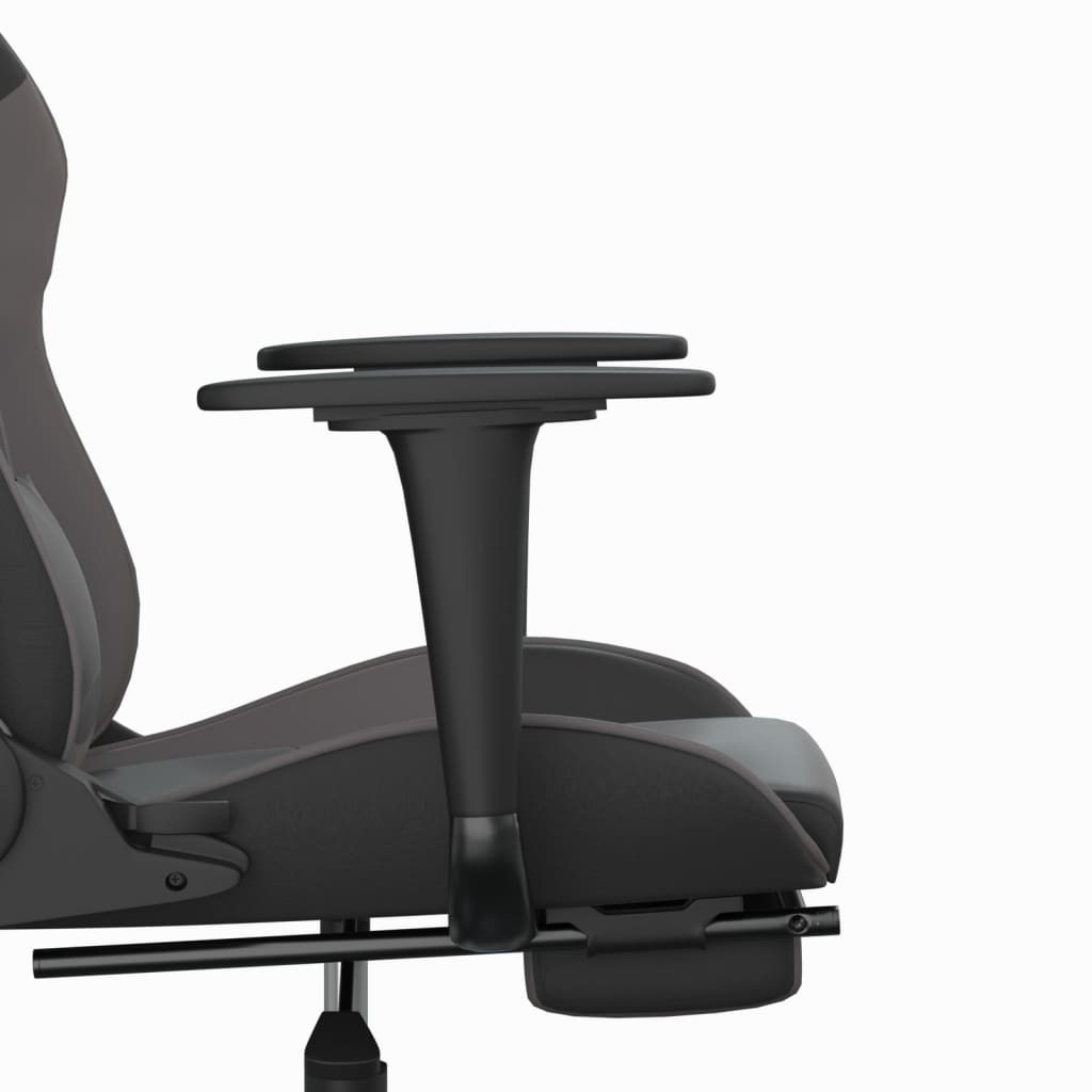Gaming Chair Black and Grey Faux leather Adjustable