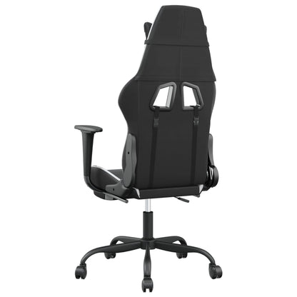 Gaming Chair Black and White Faux Leather, Metal, Plywood, Foam