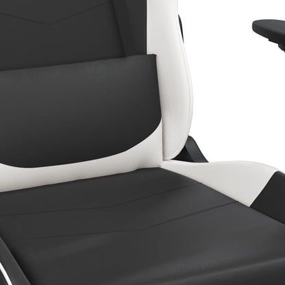 Gaming Chair Black and White Faux Leather, Metal, Plywood, Foam