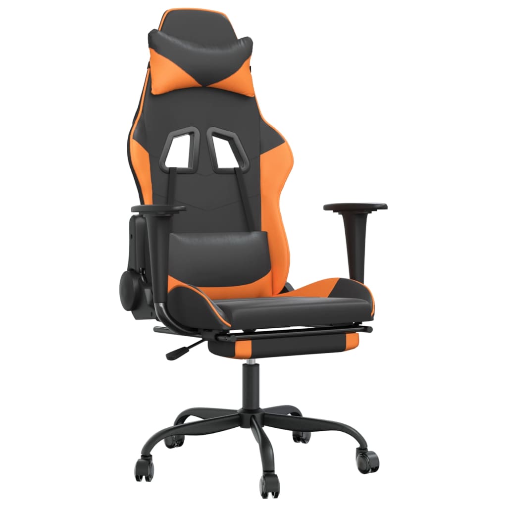 Gaming Chair Black and Orange Faux leather, metal, plywood, foam
