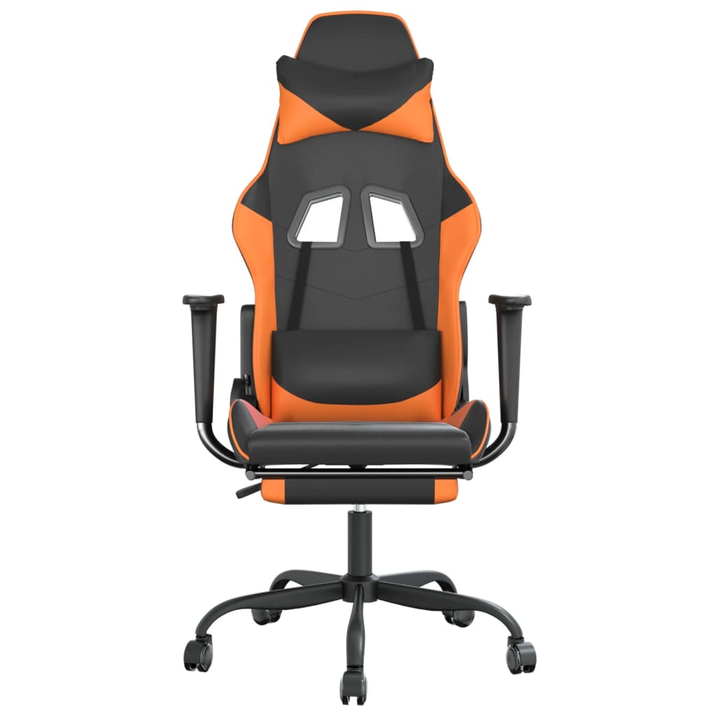 Gaming Chair Black and Orange Faux leather, metal, plywood, foam