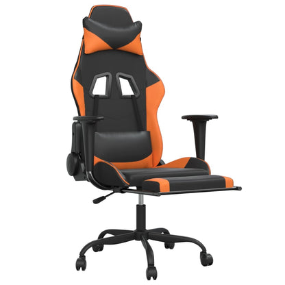 Gaming Chair Black and Orange Faux leather, metal, plywood, foam