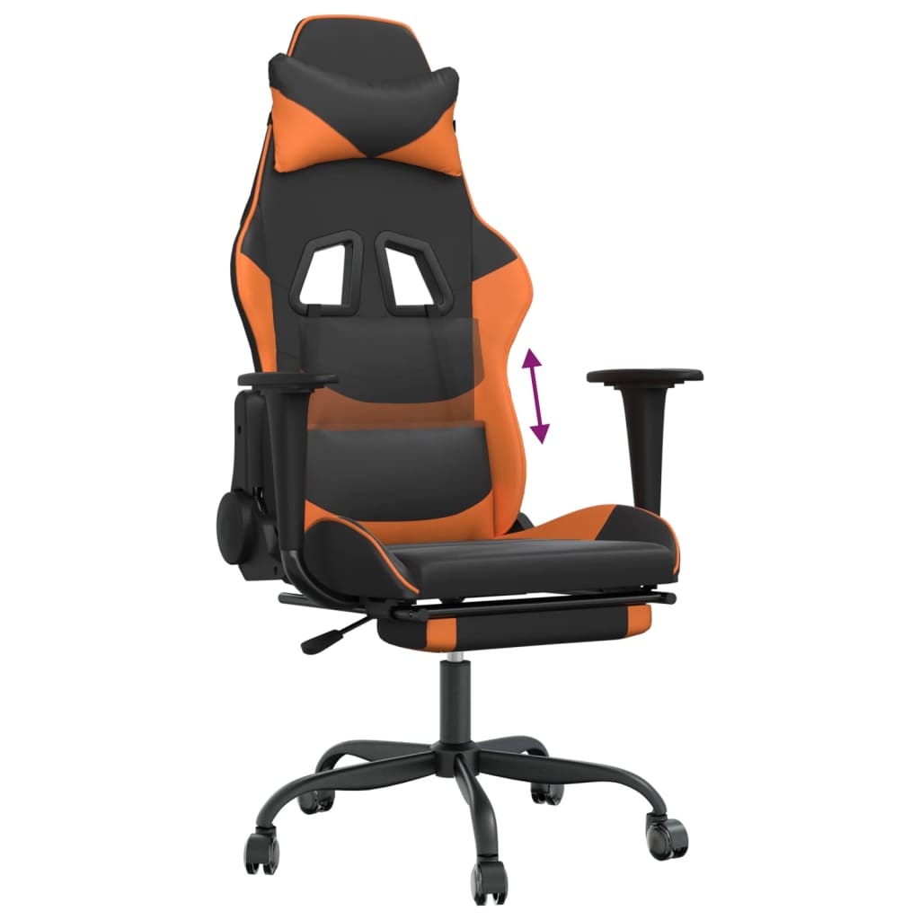 Gaming Chair Black and Orange Faux leather, metal, plywood, foam