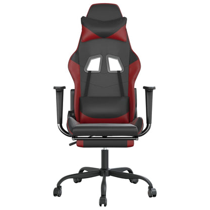 Gaming Chair Black and Wine Red Faux Leather, Metal, Plywood Medium