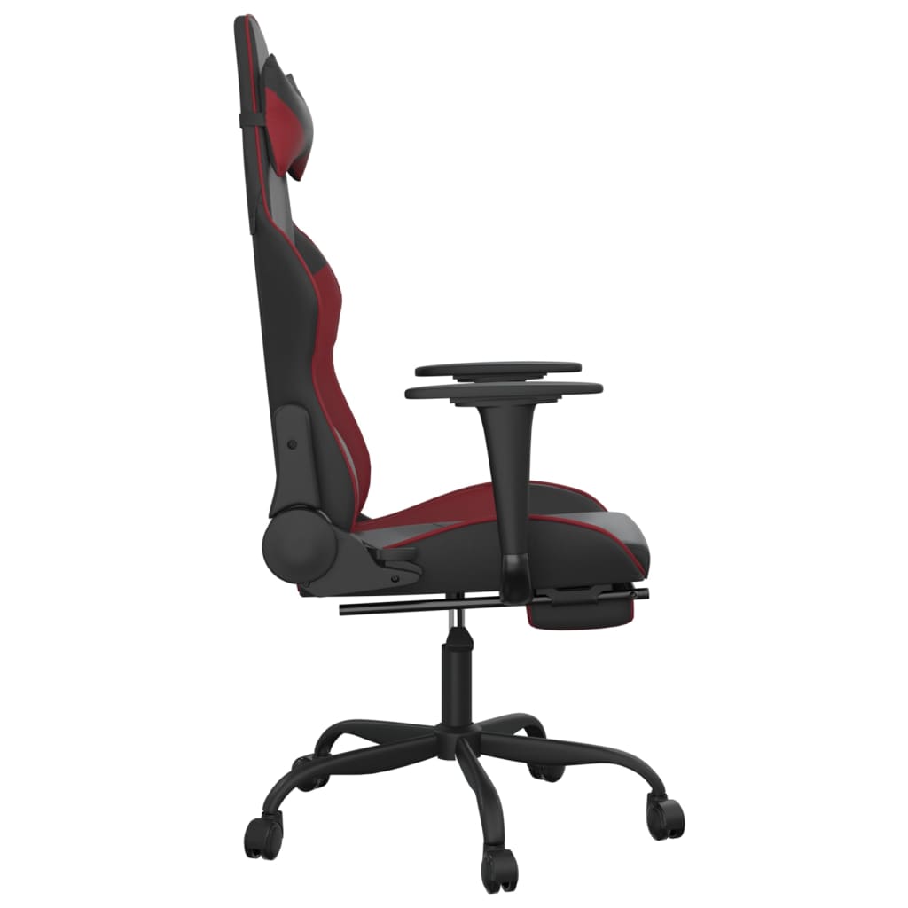Gaming Chair Black and Wine Red Faux Leather, Metal, Plywood Medium