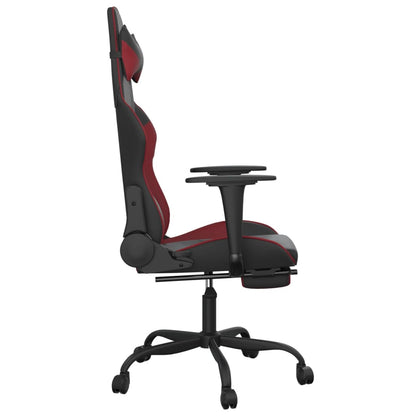 Gaming Chair Black and Wine Red Faux Leather, Metal, Plywood Medium