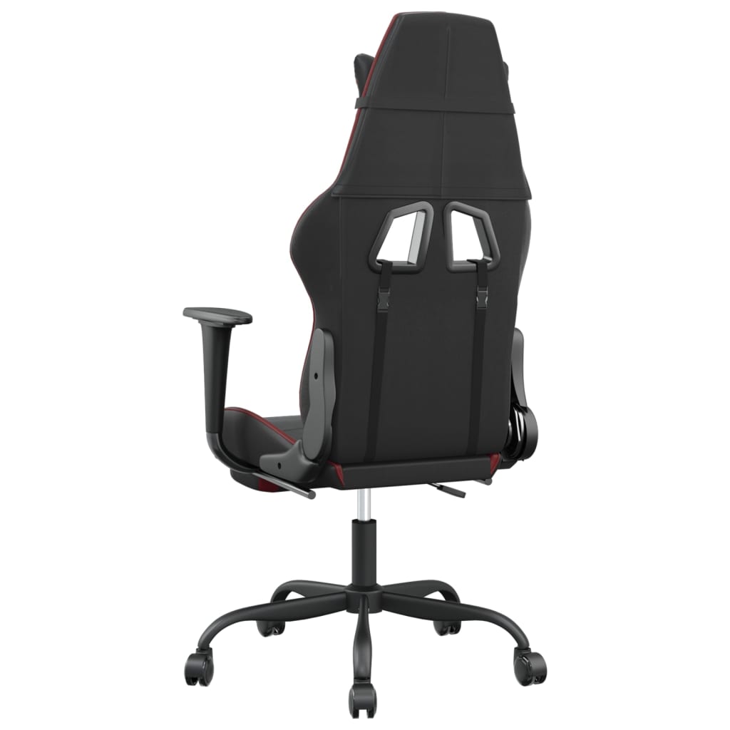 Gaming Chair Black and Wine Red Faux Leather, Metal, Plywood Medium