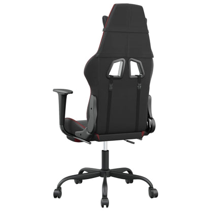 Gaming Chair Black and Wine Red Faux Leather, Metal, Plywood Medium