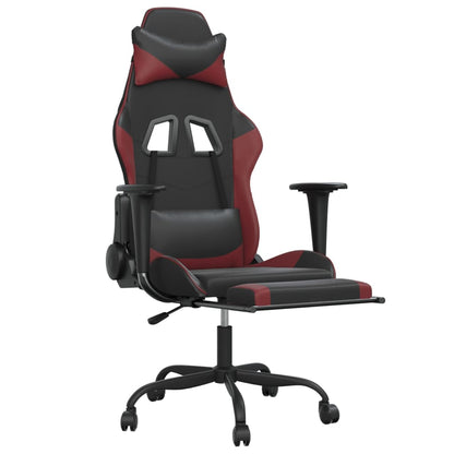 Gaming Chair Black and Wine Red Faux Leather, Metal, Plywood Medium