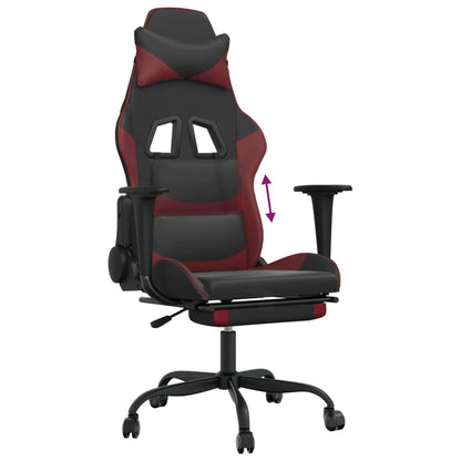 Gaming Chair Black and Wine Red Faux Leather, Metal, Plywood Medium