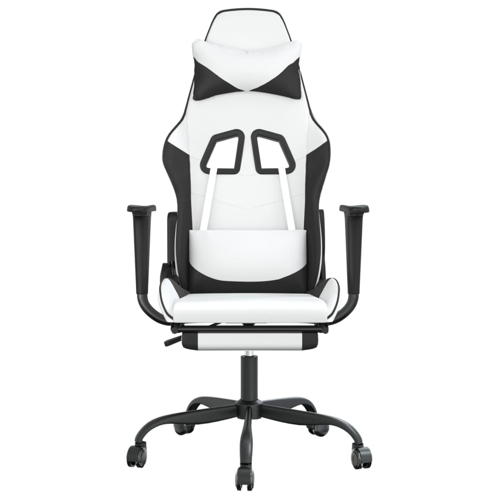Gaming Chair White and Black Faux leather, metal, plywood Large