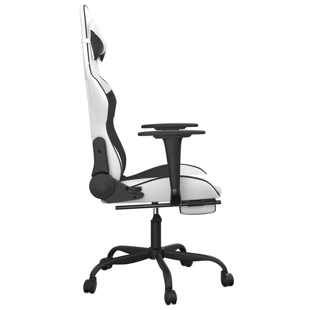 Gaming Chair White and Black Faux leather, metal, plywood Large