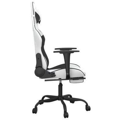 Gaming Chair White and Black Faux leather, metal, plywood Large